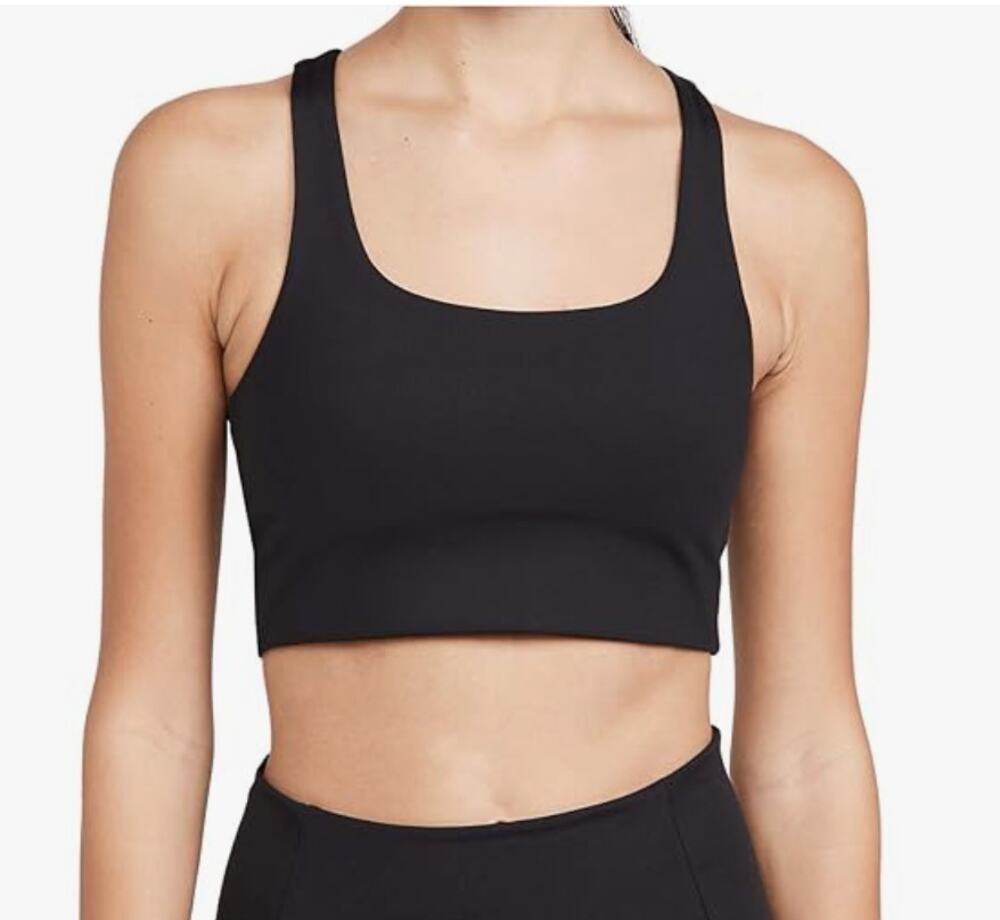 Girlfriend Collective Paloma Racerback Compression Bra in Black Size Small